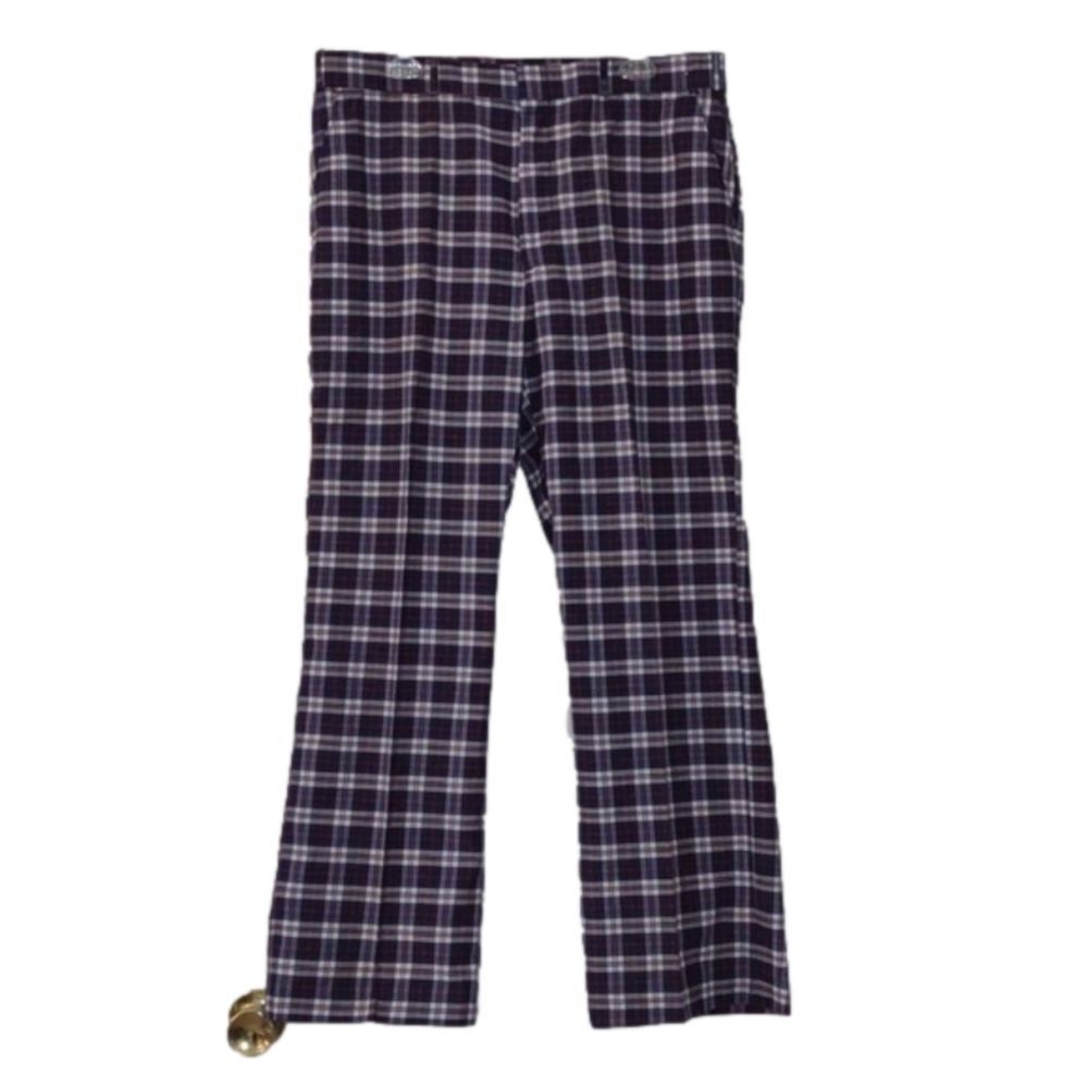 Men's Vintage 70's Carwood Tartan Plaid Golf Pants Trousers Slacks 38